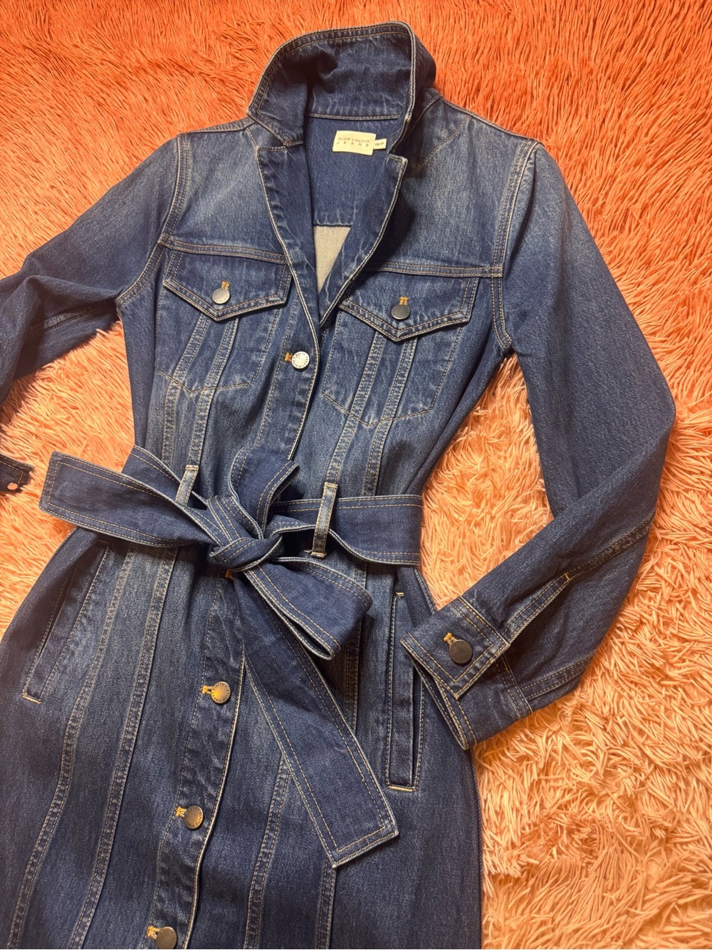 NWOT Alice + Olivia Daren Maxi Denim Jacket/Dress. Size XS - Picture 14 of 16